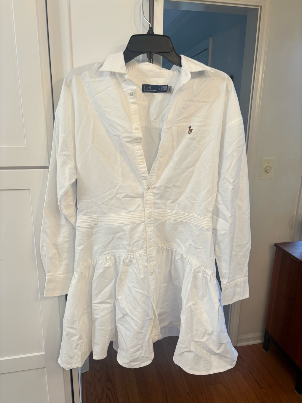 Polo Ralph Lauren Cotton Oxford Paneled Shirtdress in white - Picture 7 of 9